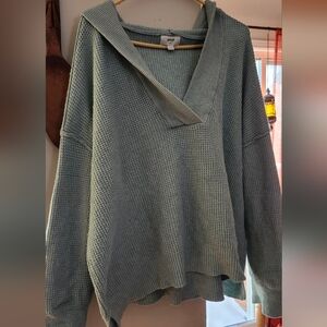 Aerie V-Neck Sweater in Soft Green/Blue